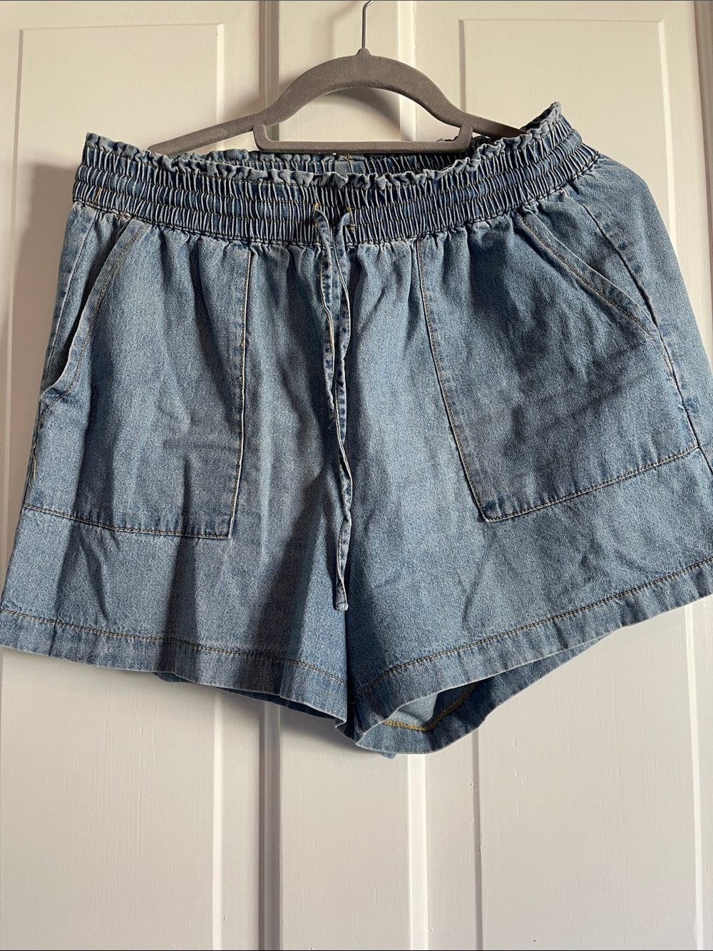 Copper Key High-Waist Light Blue Denim Shorts
